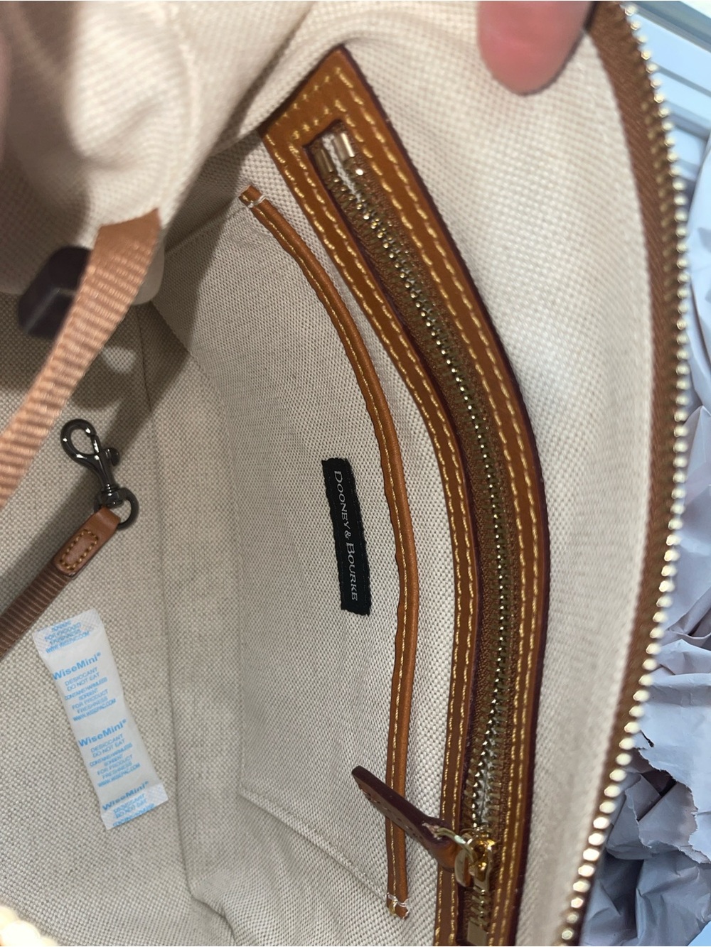 Dooney & Bourke Gray Suede Chloe 30 Shoulder Bag with Brown Leather Strap NWT - Picture 9 of 11